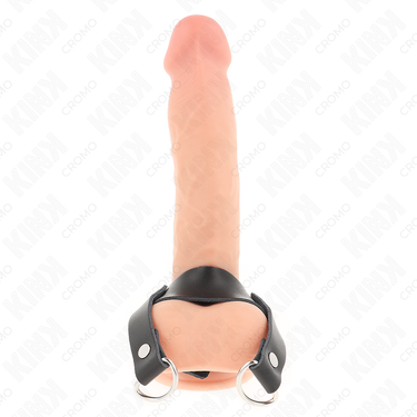 Anello pene D in metallo e pelle regolabile 18,5 x3,3 cm KINK